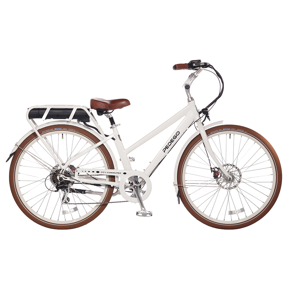 vélo-électrique-urbain-commuter-step-through-white-brown vélo-électrique-urbain-commuter-step-through-white-brown